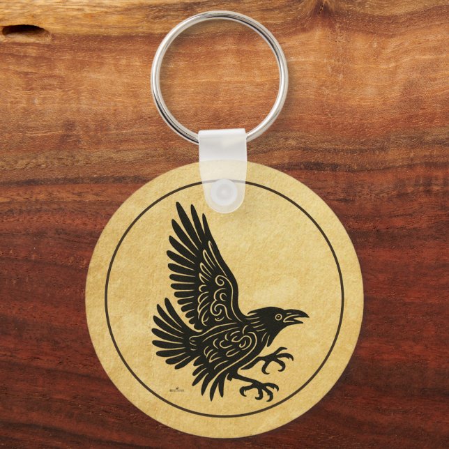 Dancing Norse Raven Key Ring (Front)
