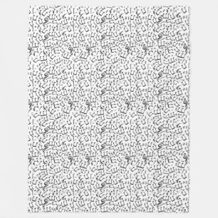 Dancing Notes in Black & White Fleece Blanket