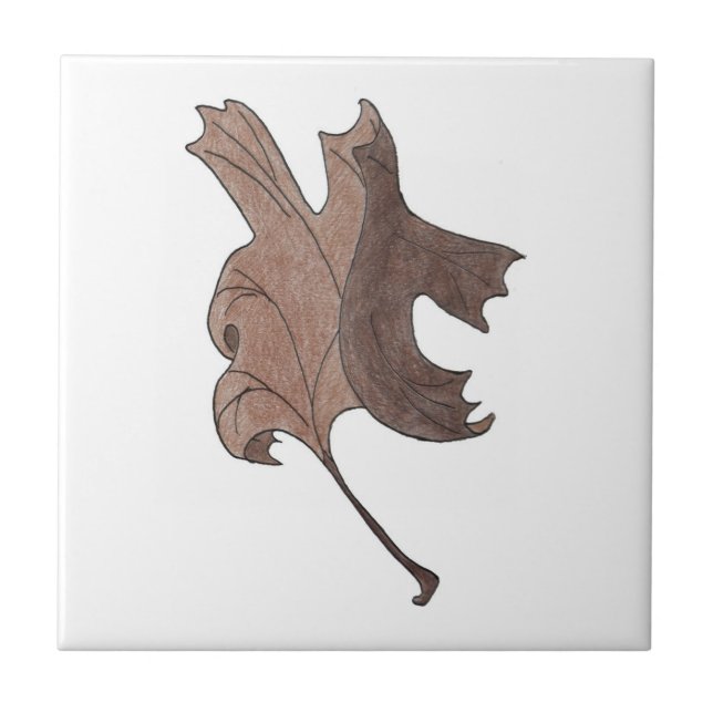 Dancing Oak Leaf Brown Ceramic Tile (Front)