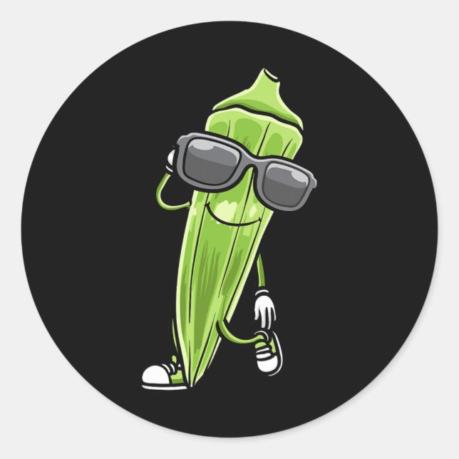Dancing Okra With Sungles Okras  Classic Round Sticker (Front)
