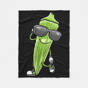 Dancing Okra With Sungles Okras Fleece Blanket