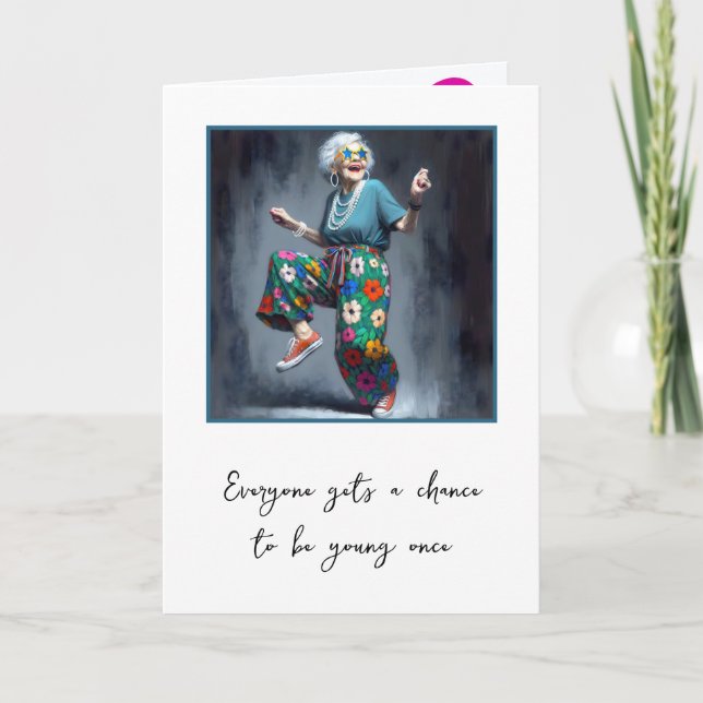 Dancing Old Lady For 50th Birthday Card (Front)
