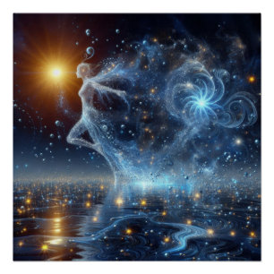 Dancing On Pure Water In A Blue Lake Poster