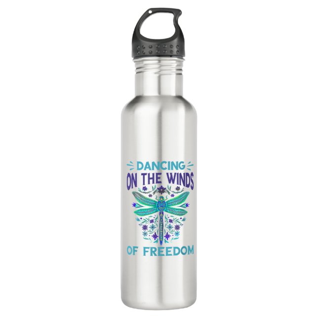 Dancing On The Winds Dragonfly Nature Insect Drago 710 Ml Water Bottle (Front)