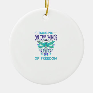 Dancing On The Winds Dragonfly Nature Insect Drago Ceramic Ornament