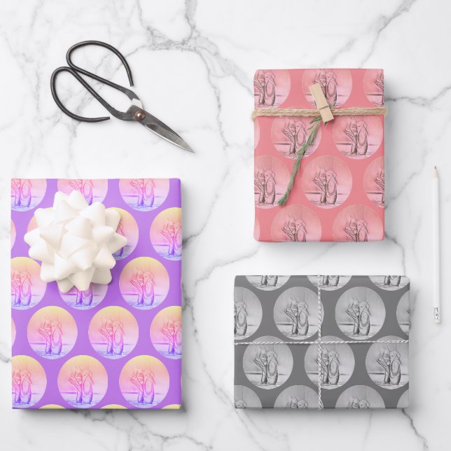 Dancing on Toes Ballet Shoes Repeat Pattern Wrapping Paper Sheet (Front)
