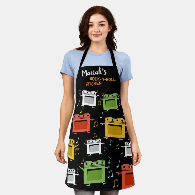 Dancing ovens rock n roll kitchen personalised apron (Worn)