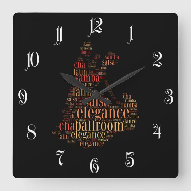 Dancing pair as words cloud design square wall clock (Front)
