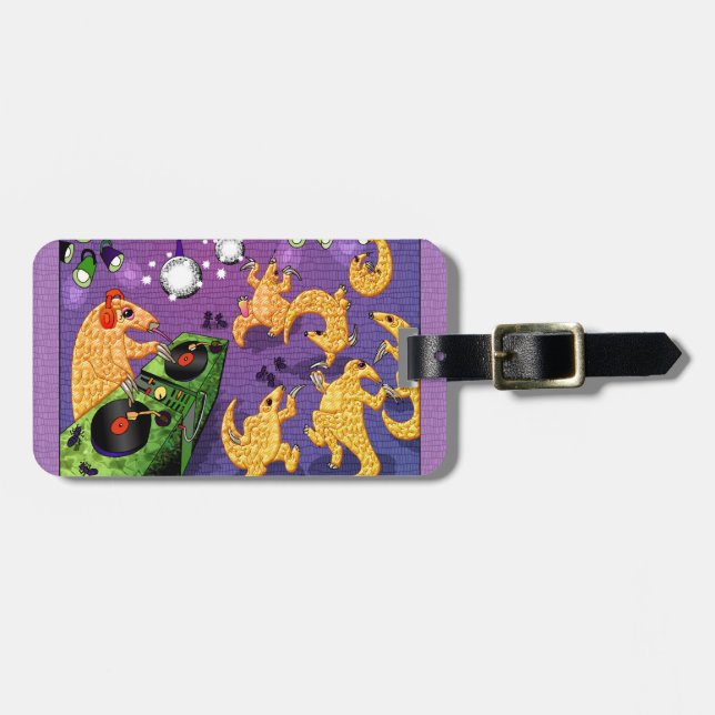Dancing pangolins luggage tag (Front Horizontal)