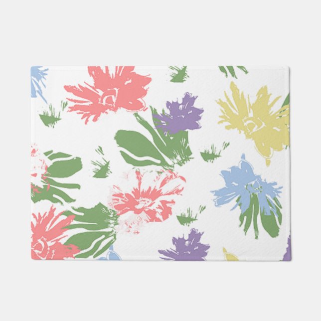 Dancing Pastel Flowers Doormat (Front)