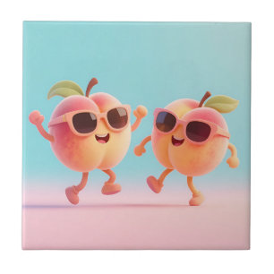 Dancing Peaches Sunglasses Ceramic Tile