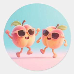 Dancing Peaches Sunglasses Classic Round Sticker