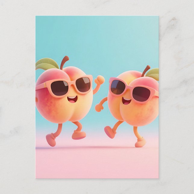Dancing Peaches Sunglasses Postcard (Front)