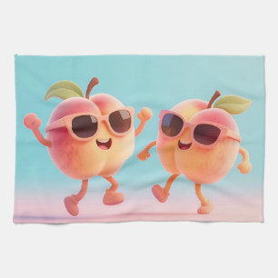 Dancing Peaches Sunglasses Tea Towel