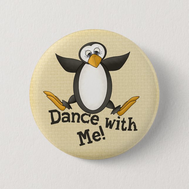 Dancing Penguin 6 Cm Round Badge (Front)