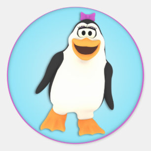 Dancing Penguin Girl Penny Sticker