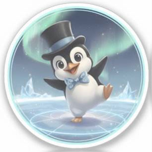 Dancing Penguin Under the Northern Lights