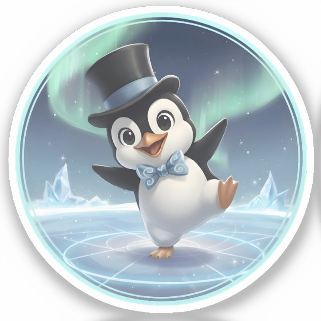 Dancing Penguin Under the Northern Lights (Front)