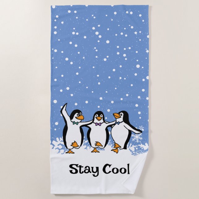 Dancing Penguins Design Beach Towel (Front)