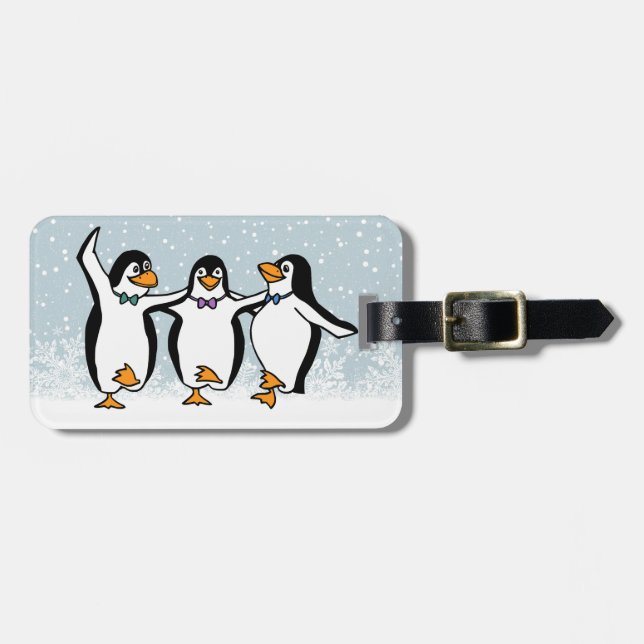 Dancing Penguins Design  Luggage Tag (Front Horizontal)