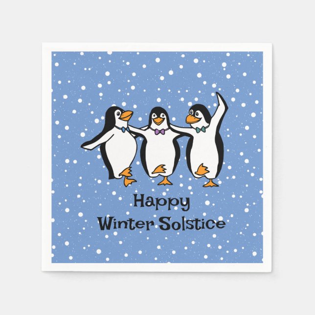 Dancing Penguins Design Paper Napkins (Front)