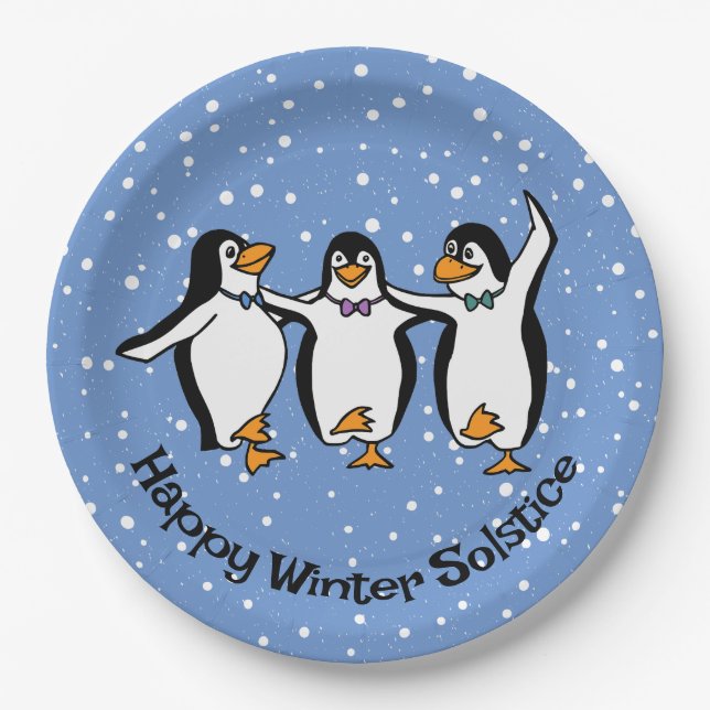 Dancing Penguins Design Paper Plate (Front)