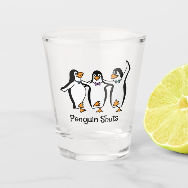 Dancing Penguins Design Shot Glass (Front)