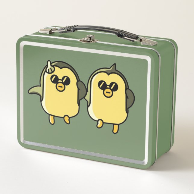 Dancing Penguins Metal Lunch Box (Front)
