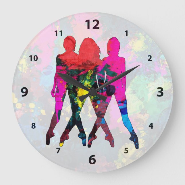 Dancing People Abstract Colours Clock (Front)