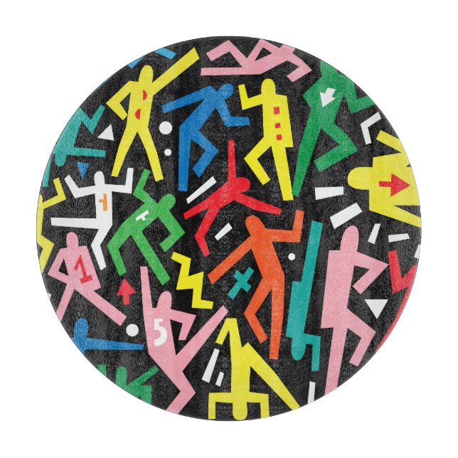 Dancing people, doodle set pattern. cutting board (Front)