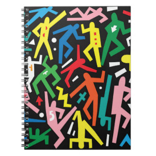 Dancing people, doodle set pattern. notebook