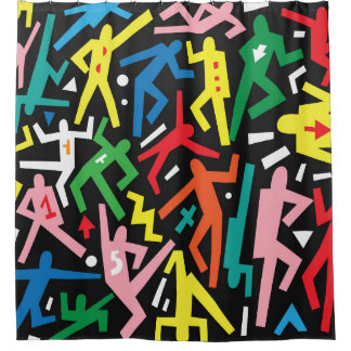 Dancing people, doodle set pattern. shower curtain