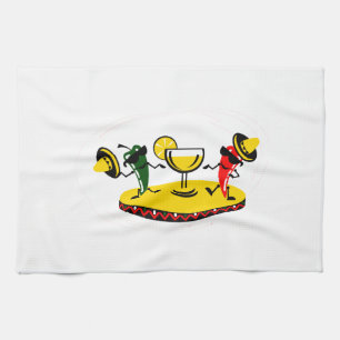 Dancing peppers with drink tea towel