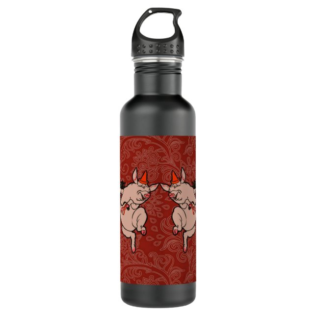 Dancing Pig Antique Cute Dancer 710 Ml Water Bottle (Front)