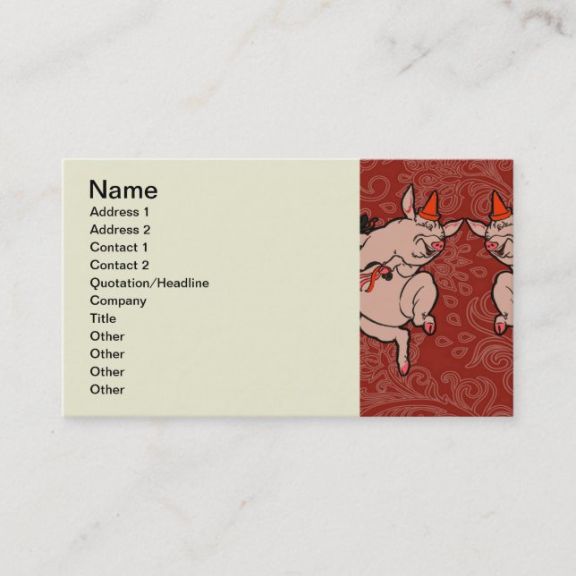 Dancing Pig Antique Cute Dancer Business Card (Front)