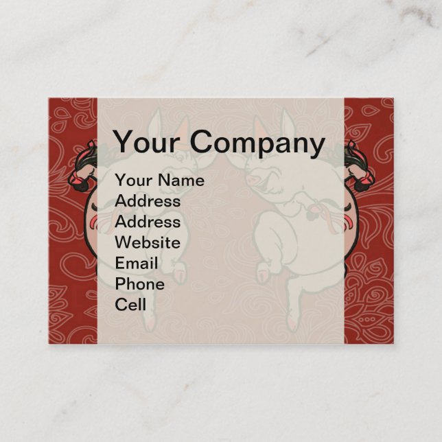 Dancing Pig Antique Cute Dancer Business Card (Front)