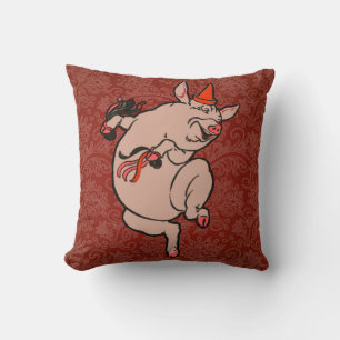 Dancing Pig Antique Cute Dancer Cushion