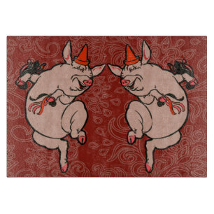 Dancing Pig Antique Cute Dancer Cutting Board
