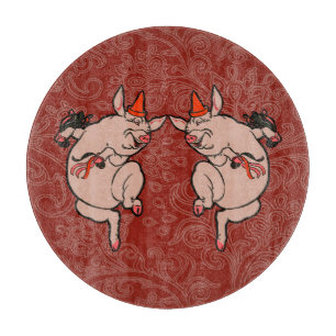 Dancing Pig Antique Cute Dancer Cutting Board