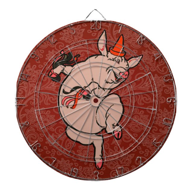 Dancing Pig Antique Cute Dancer Dartboard (Front)