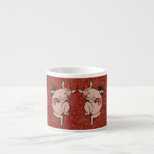 Dancing Pig Antique Cute Dancer Espresso Cup