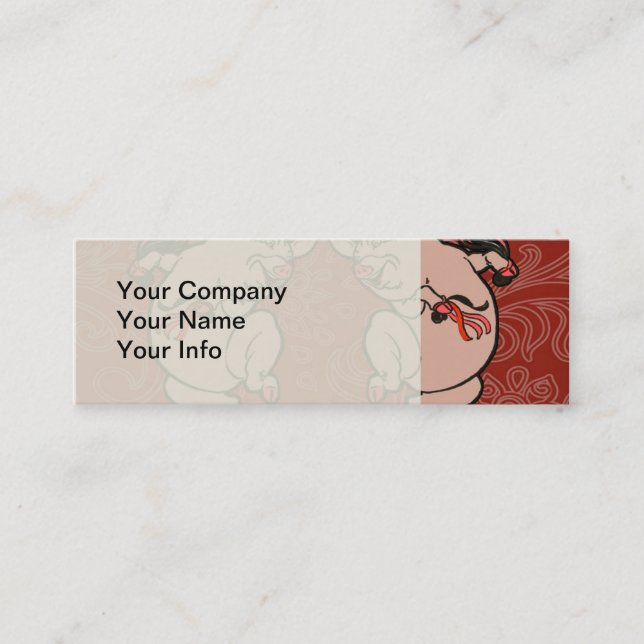 Dancing Pig Antique Cute Dancer Mini Business Card (Front)