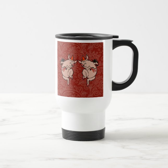 Dancing Pig Antique Cute Dancer Travel Mug (Right)