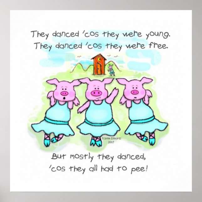 Dancing Pig Poem Art Print (Front)