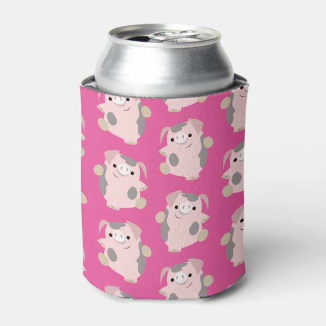 Dancing Pig Repeat Pattern Can/Bottle Cooler (Can Front)