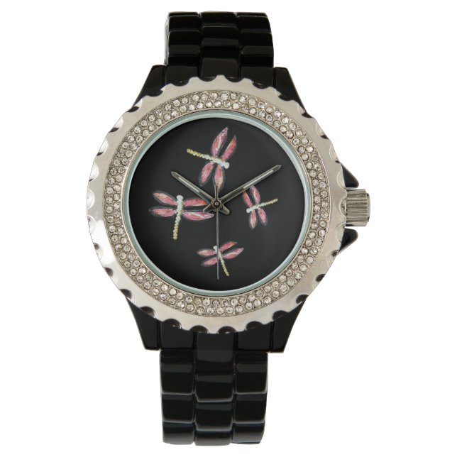Dancing Pink Dragonfly Watch (Front)