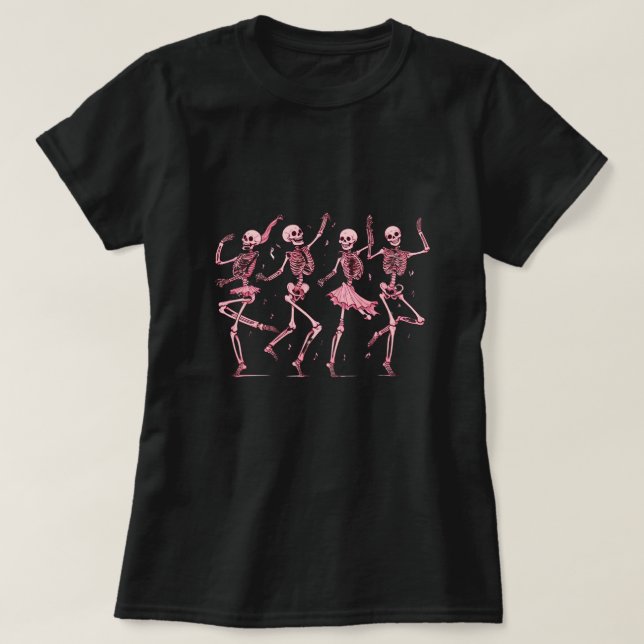 Dancing pink Skeletons T-Shirt (Design Front)