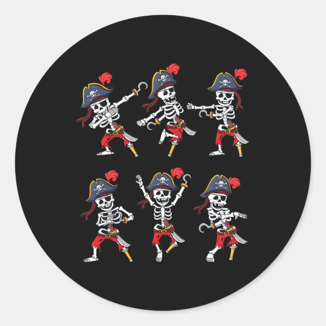 Dancing Pirate Skeletons Dance Challenge Boys Kids Classic Round Sticker (Front)