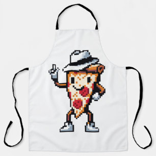 Dancing Pizza Slice - Funny Pixel Art Food Design Apron