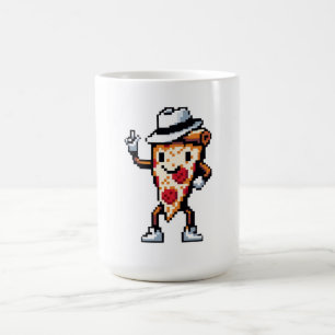 Dancing Pizza Slice - Funny Pixel Art Food Design Coffee Mug
